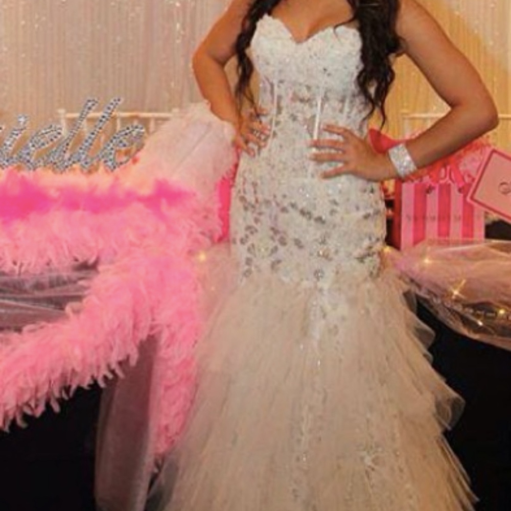 White Sequin Corset Jovani Prom Dress